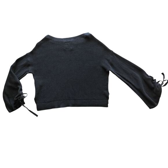 Hollister Women's Washed Black Textured Knit Oversized Bell-Sleeve Sweater Sz S - Picture 4 of 11